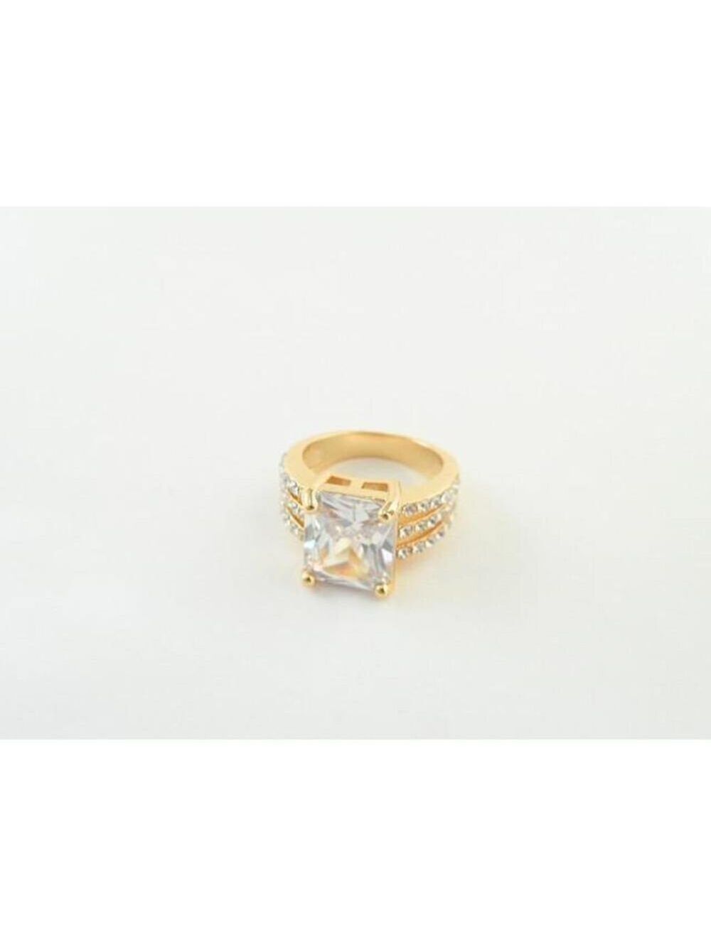 Charter Club Radiant Cut CZ and Gold Plated Ring, Size 9
